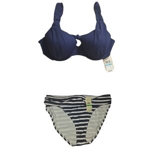 Tommy Bahama Navy Bikini Top with Navy and White Striped Bottom